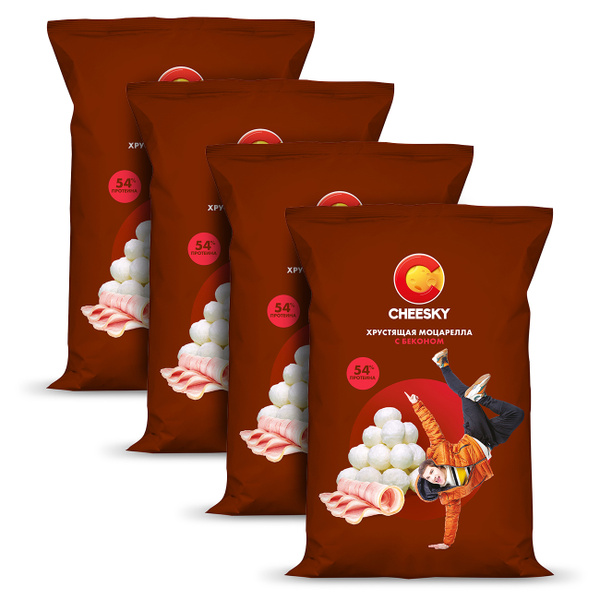 Сыр Cheesky хрустящая моцарелла со вкусом бекона, 20г х 4шт - купить с ...
