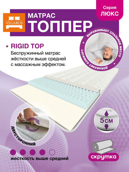 Топпер-наматрасник VEGARUS Rigid Top односпальный, двуспальный, для ...