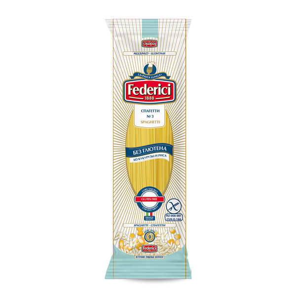 Макароны Federici Спагетти, безглютеновые, 400 г - купить с доставкой ...