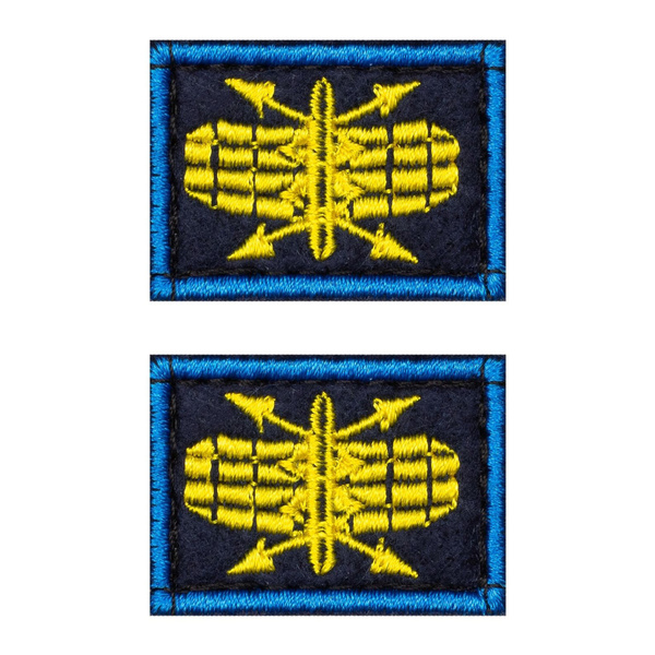 Петличный знак, пара "РТВ, голубой кант синий" 3,5х2,5см. (петлица ...