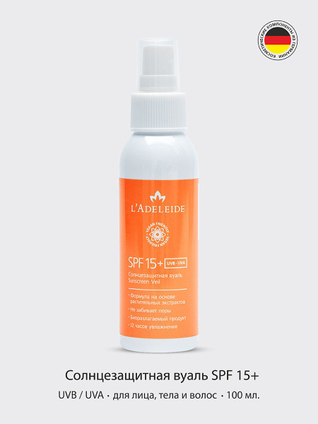 L'Adeleide Солнцезащитный спрей SPF 15 Sunscreen для лица, для волос ...