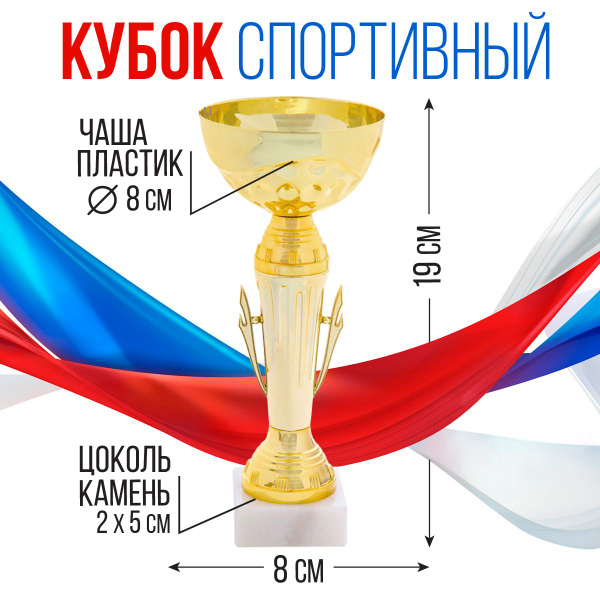 Кубок для награждения спортивный, золото, 22 х 8 х 8 см купить по ...
