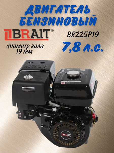 Двигатель бензиновый BRAIT BR225P19 (7,8лс диаметр 19мм длина вала 61мм ...