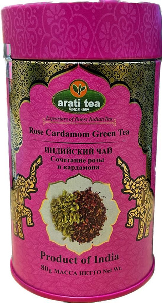 Чай ARATI TEA "Rose Cardamom" зеленый с роза и кардамон 80 г ж/б ...