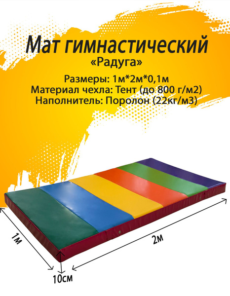 Мат гимнастический 1*2*0,1 м, Тент + поролон 22 кг/м3. - купить с ...