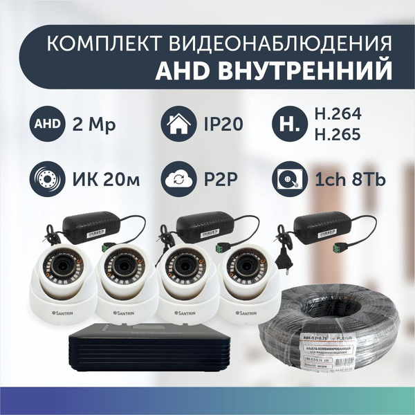 Система видеонаблюдения Santrin ЭТ Комплекты видеонаблюдения внутренний ...