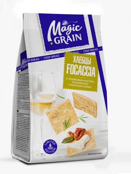 Magic Grain Хлебцы Focaccia, оливковое масло, розмарин, соль, 90 г ...