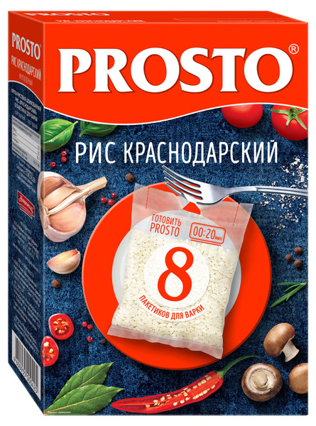 Рис PROSTO Краснодарский в пакетиках для варки 8 порций, 500 г, 4 шт ...