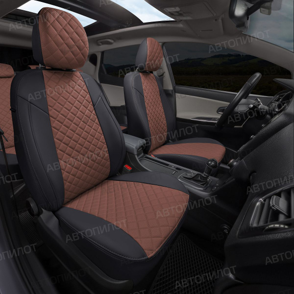 Чехлы на Киа Соул / Kia Soul 3 (2019-2023), Экокожа Ромб, Черный ...