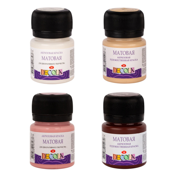 Краски акриловые матовые Невская палитра DECOLA, 4 цвета по 20 мл ...