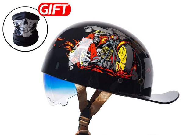 Мото шлем бейсболка The Ghost Rider XXL со стеклом от ветра/ для ...