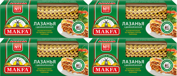 Макаронные изделия Makfa Лазанья, комплект: 4 упаковки по 500 г ...