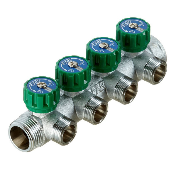 FAR коллектор для водоснабжения 3/4"х1/2" 4 выхода (плоский) - купить в ...