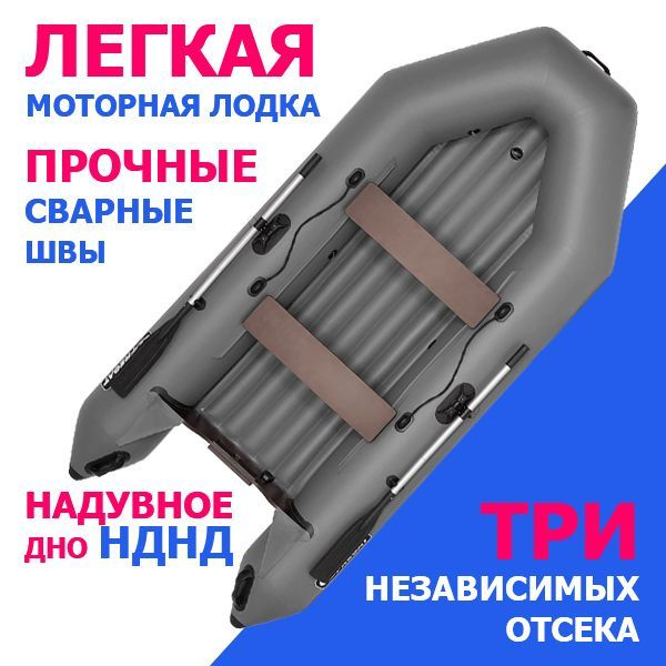 Лодка надувная ПВХ под мотор для рыбалки Фрегат 280 Е НДНД, сварные швы ...