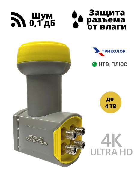 Конвертер Gold Master QUAD LNB GM-124Cx (на 4 ТВ) для Триколор и НТВ ...