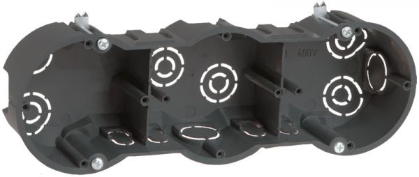 IEK Коробка КМ40009 установочная 3х местная для твердых стен 212х70х45 ...