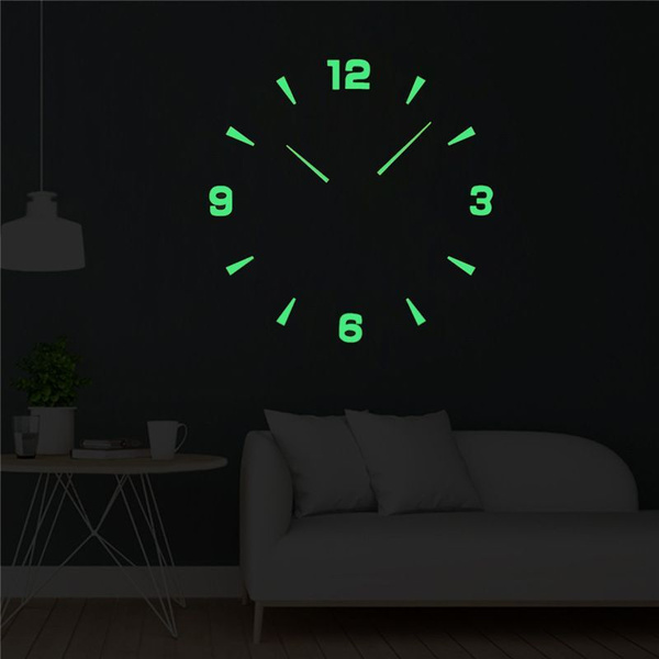 Настенные часы с 3Д эффектом светятся в темноте, 120*120 большие ...