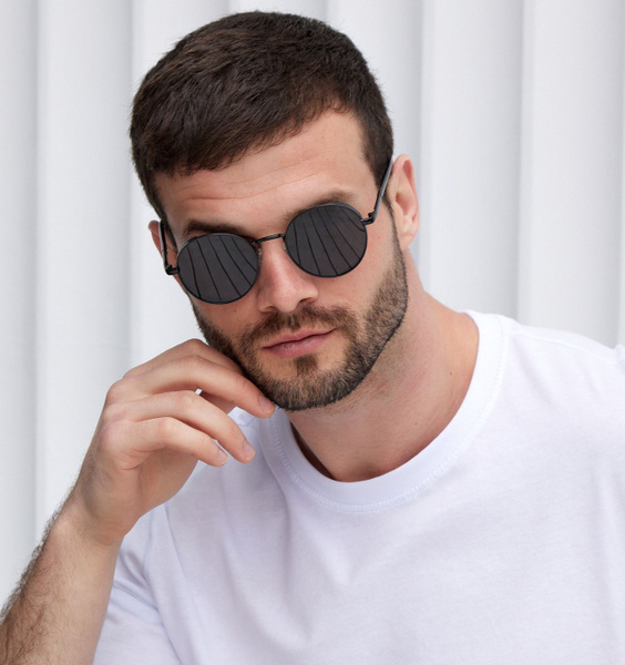 Очки солнцезащитные мужские круглые POLARIZED +футляр в подарок ...