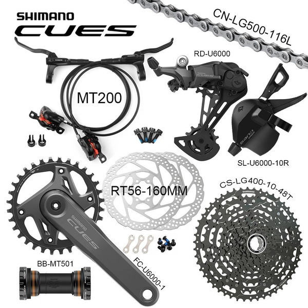 Groupe Complet Vélo Shimano CUES U6000 1x10 Vitesses - Inclut Dérailleur SL-U6000 Et RD-U6000 - Neuf