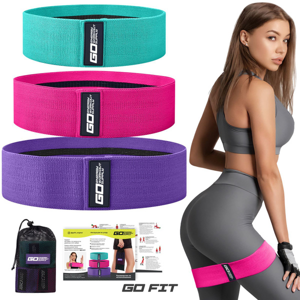 Тканевые фитнес-резинки GO FIT Energy, спортивные резинки для фитнеса ...