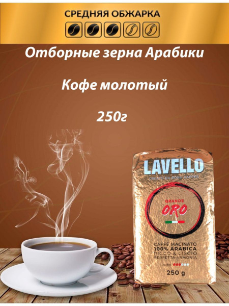 Кофе молотый арабика 100% LAVELLO Grande ORO 250 гр. - купить с ...