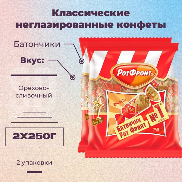 Конфеты Рот Фронт Батончик 2х250 г - купить с доставкой по выгодным ...