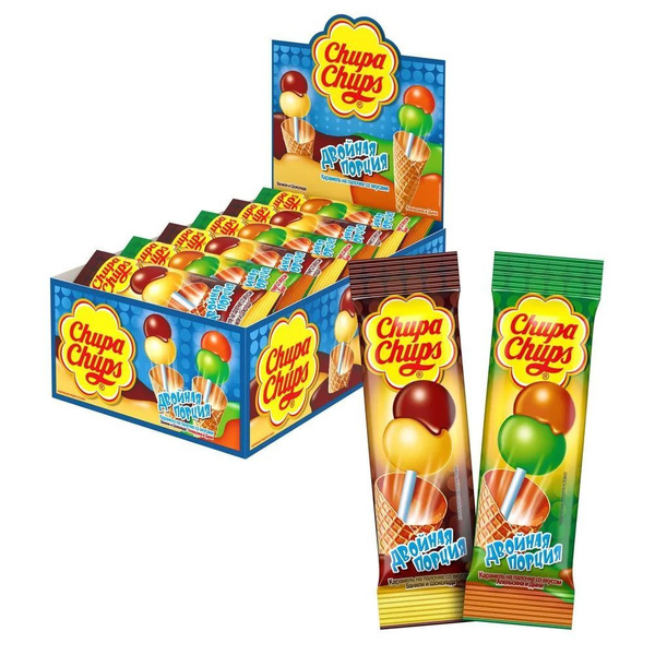 Карамель Chupa Chups (чупа чупс) Двойная порция, ассорти, 24шт. по 16 ...