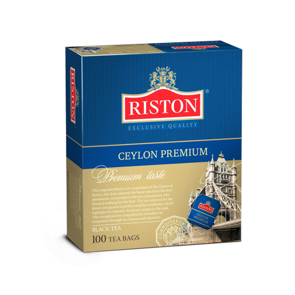Чай в пакетиках черный Riston Ceylon Premium, 100 пакетов по 2гр ...