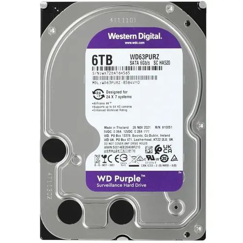 6 ТБ Внутренний жесткий диск Western Digital Purple Surveillance ...