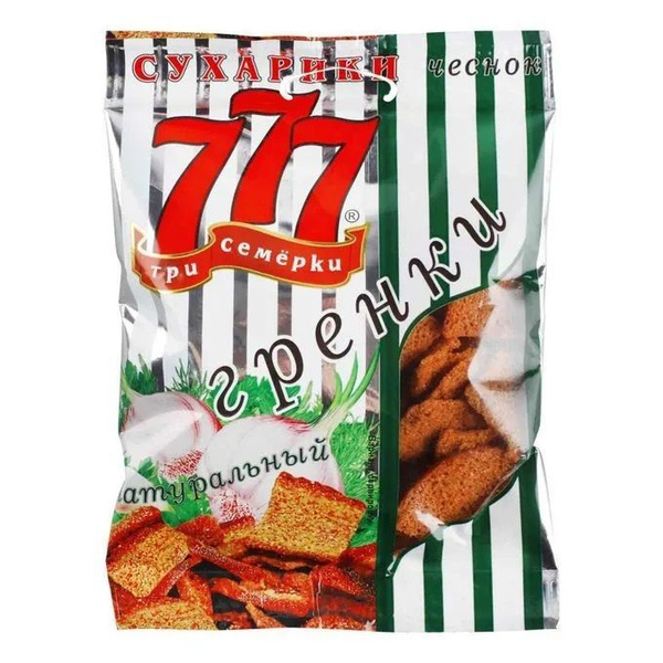 777 гренки ржано-пшеничные со вкусом чеснока, 50 г. * 10 шт - купить с ...