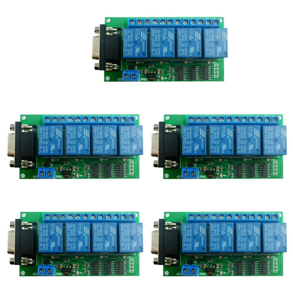 DC 12V 4-канальная релейная плата RS232, PC USB UART DB9 дистанционный ...