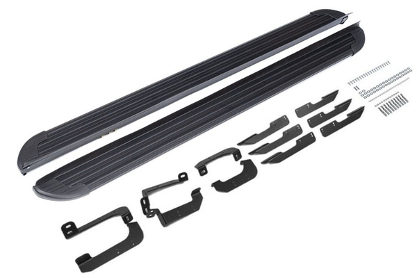 Пороги подножки алюминиевые в полоску для Chery Tiggo 8, 8 Pro (Чери ...