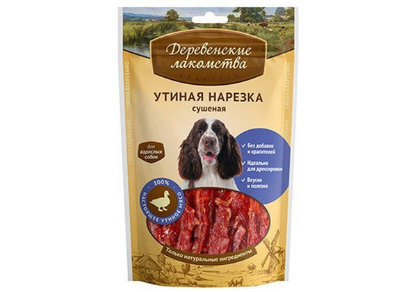 Деревенские лакомства 100% Мяса Утиная нарезка сушеная для собак, 90 г ...
