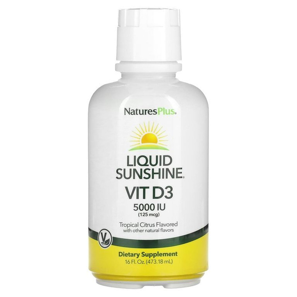 Витамин D3 NaturesPlus, Liquid Sunshine тропические цитрусы 125 мкг ...