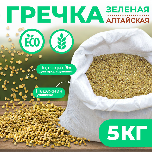 Гречка зеленая непропаренная Алтайская натуральная 5 кг купить на OZON ...