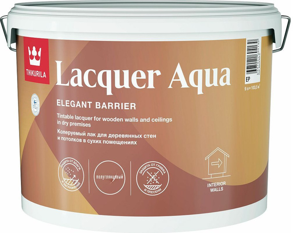 TIKKURILA EURO LACQUER AQUA / Тиккурила Лакер Аква лак интерьерный ...