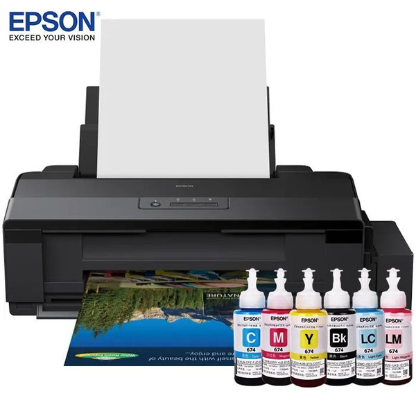 Epson Принтер струйный Epson L1800, СНПЧ, цветн., A3+, черный, темно ...