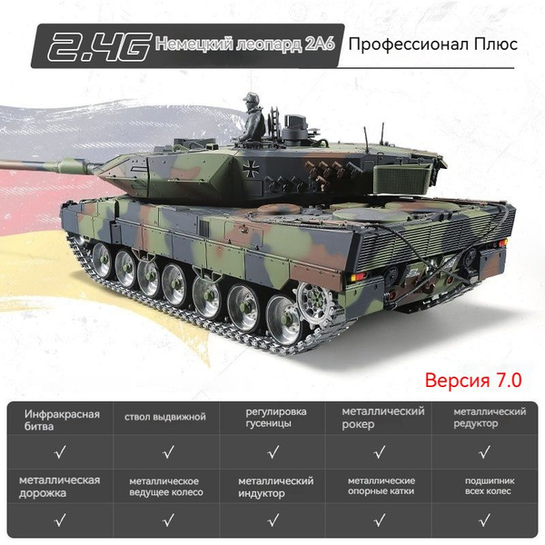 Металлические RC-танки,Германия 2A6,игрушечные машинки,1:16,гусеничные ...