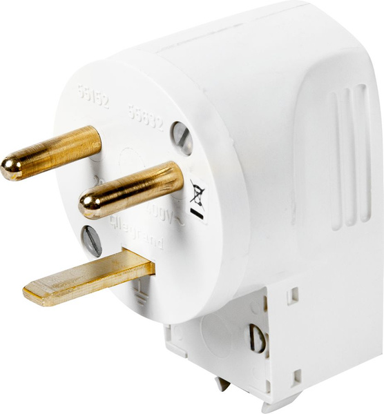 Вилка с заземлением Legrand силовая для плиты 20 А 250 В цвет белый ...