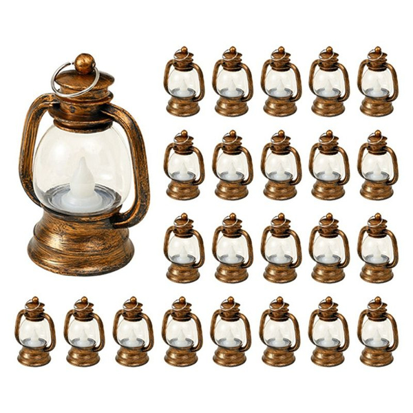 24Pcs Gold Mini Candle Light Hanging Lantern Lamp Беспламенный ...