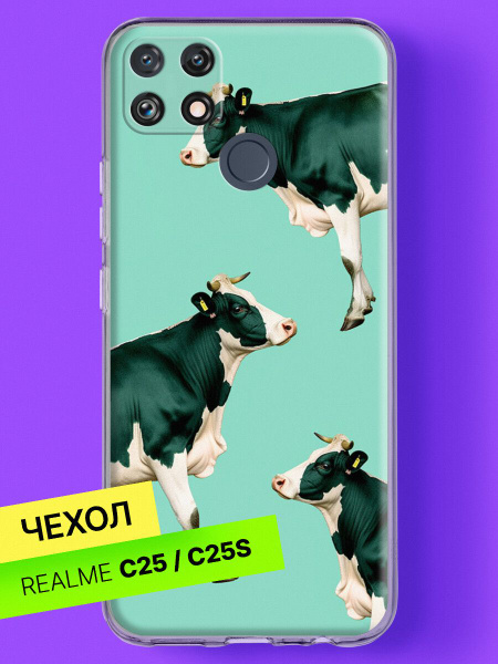 Силиконовый чехол на realme C25 / realme C25s с принтом Коровы купить ...