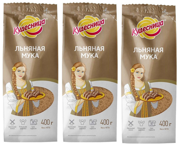 Кудесница мука льняная полуобезжиренная, содержит комплекс витаминов ...