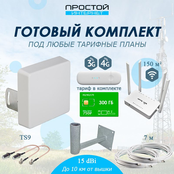 Интернет комплект 3G/4G для дачи с антенной KROKS KAA15 MIMO + тариф ...