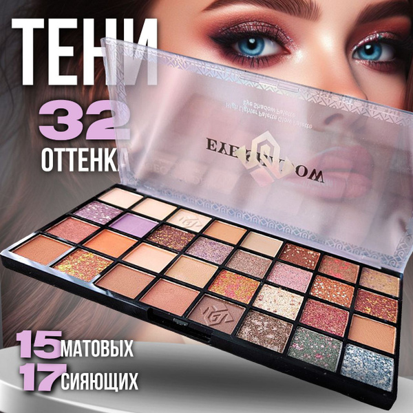 Набор косметики для макияжа. Тени для век матовые нюдовые с блёстками ...