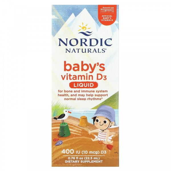Nordic Naturals, Baby's Vitamin D3, витамин D3 для детей, Д3 400 МЕ, 22 ...