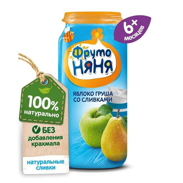 Пюре ФрутоНяня из яблок и груш со сливками с 6 месяцев 250 г * 12 шт ...