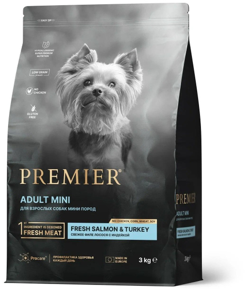 Сухой корм для собак Premier Dog Salmon&Turkey ADULT Mini (Свежее филе ...