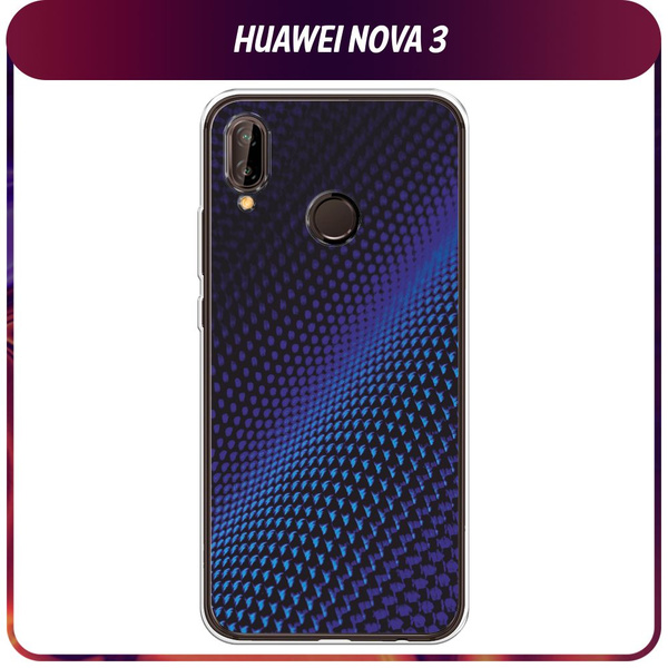 Силиконовый чехол на Huawei Nova 3 / Хуавей Нова 3 - "Синий карбон ...