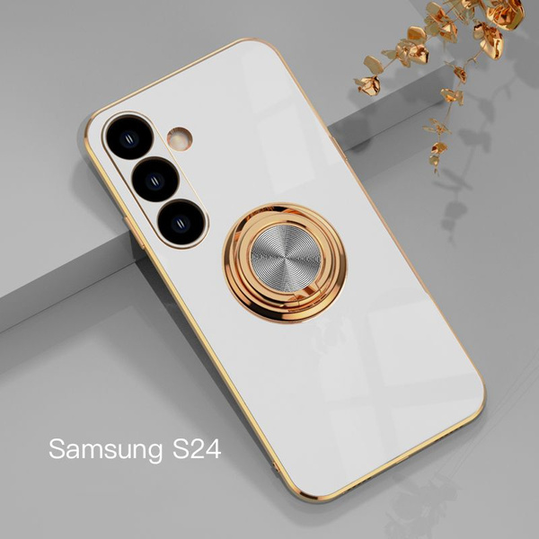 Гальванический чехол для Samsung Galaxy S24 с Кольцо Держатель ...