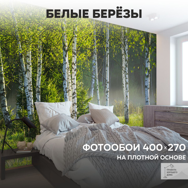 Фотообои на стену флизелиновые 3d 400х270 Лес Природа Березы. 3д фото ...